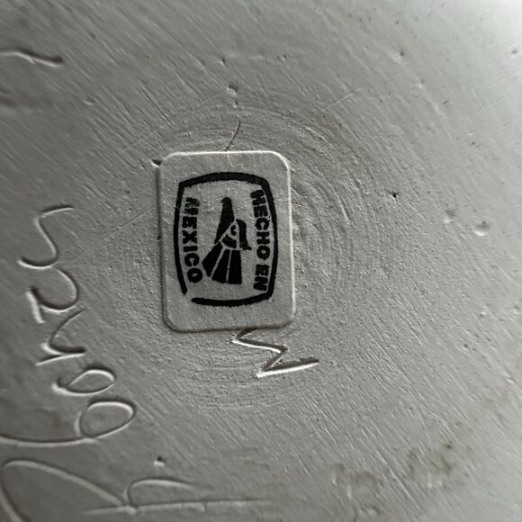 Hand Made Carved inlay Azetc Motif 8" Decorative Pottery Vase "Hecho en Mexico" - Picture 4 of 4